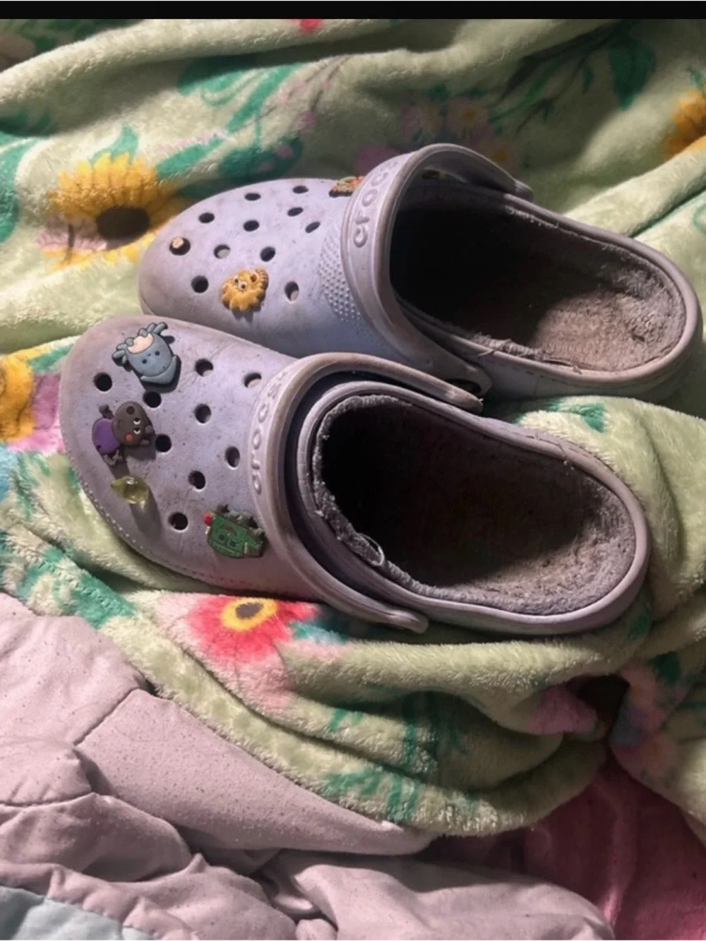 CROCS Kids Light Purple Plush-Lined Clogs with Charms